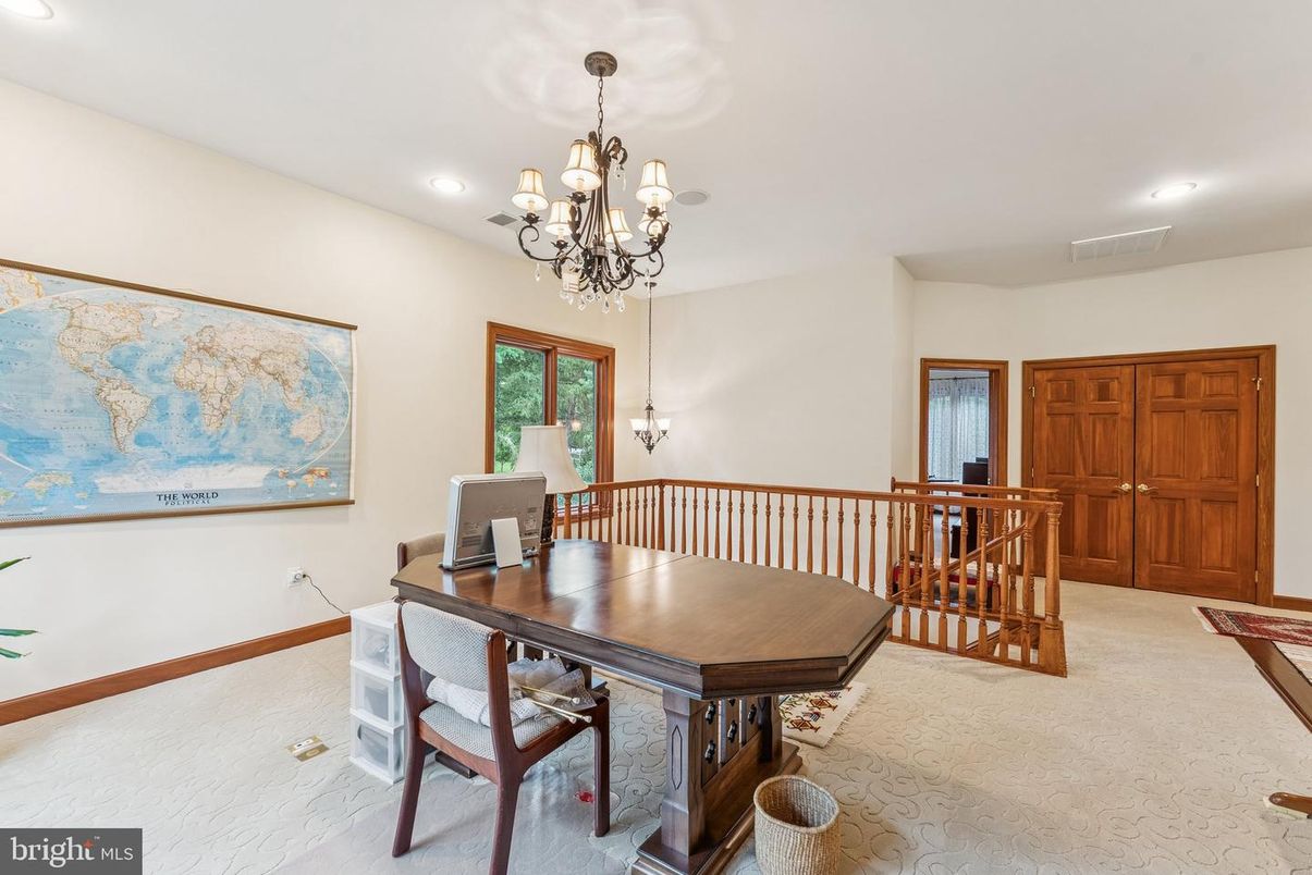 Chandelier, Home Office, Interior, Recessed Lighting