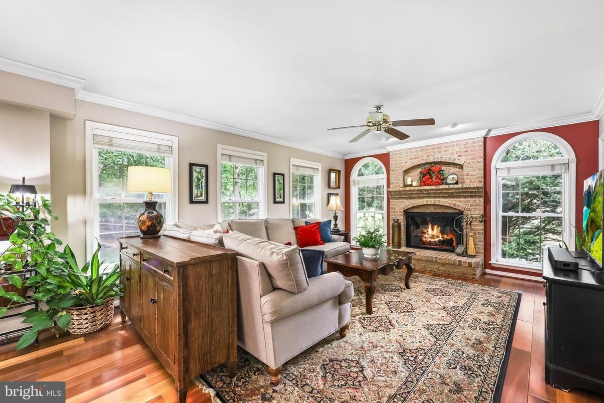 Fireplace, Interior, Living room, Stone Walls, Wood Texture Flooring