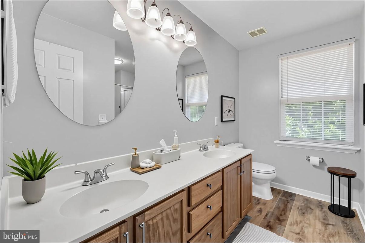 Bathroom, Dual Sink Vanities, Interior, Wood Texture Flooring