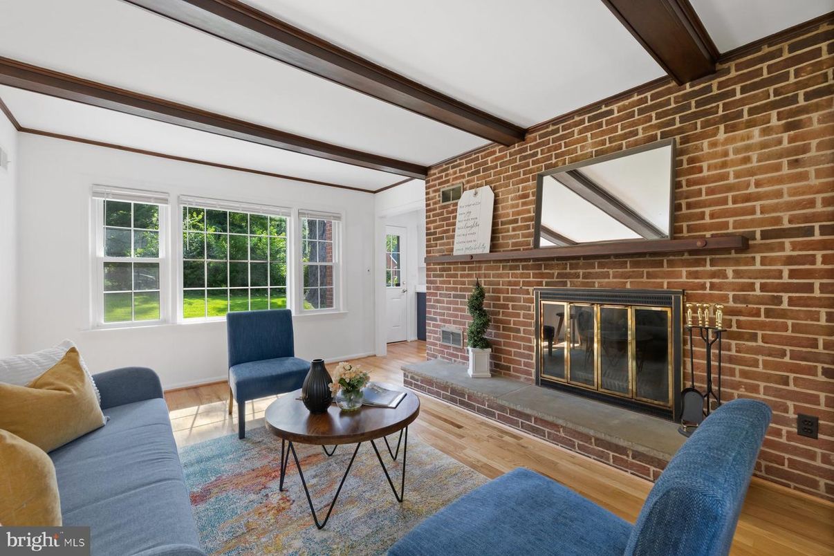 Fireplace, Interior, Living room, Stone Walls, Wooden Beams, Wood Texture Flooring