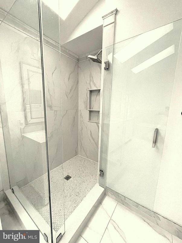 Bathroom, Glass Shower, Interior, Marble Walls