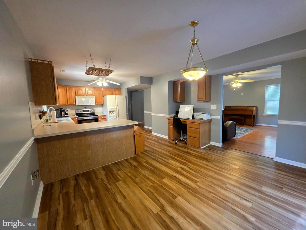 Interior, Kitchen, Pendant Lights, Stainless Steel Appliances, Wood Texture Flooring