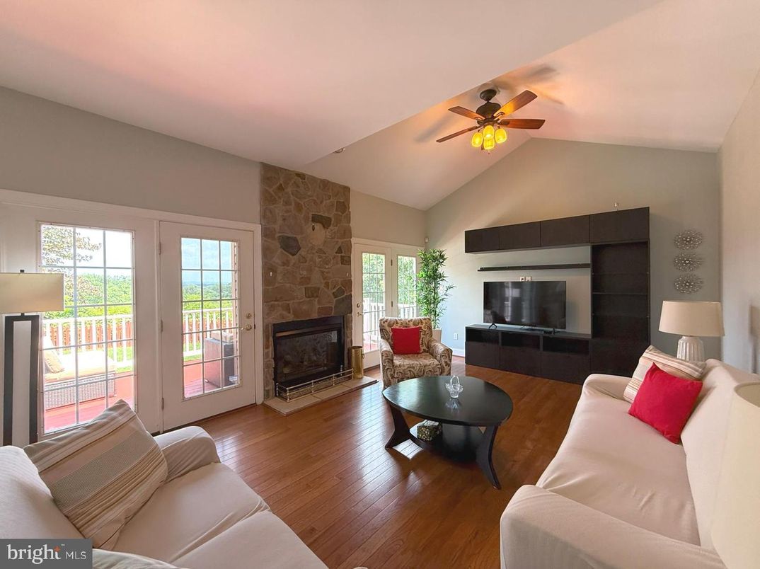 Fireplace, Interior, Living room, Stone Walls, Wood Texture Flooring