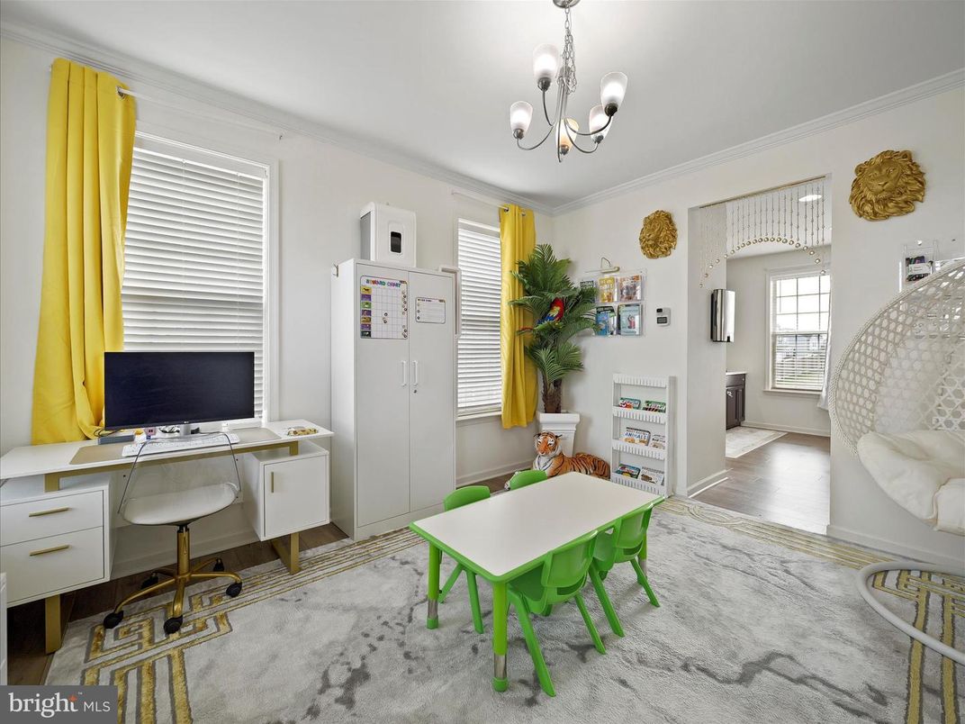 Chandelier, Home Office, Interior, Wood Texture Flooring