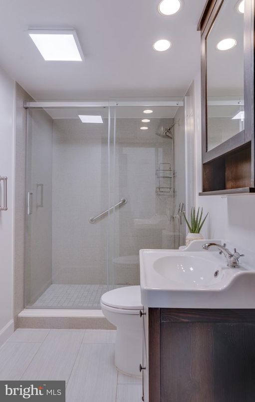 Bathroom, Glass Shower, Interior, Recessed Lighting