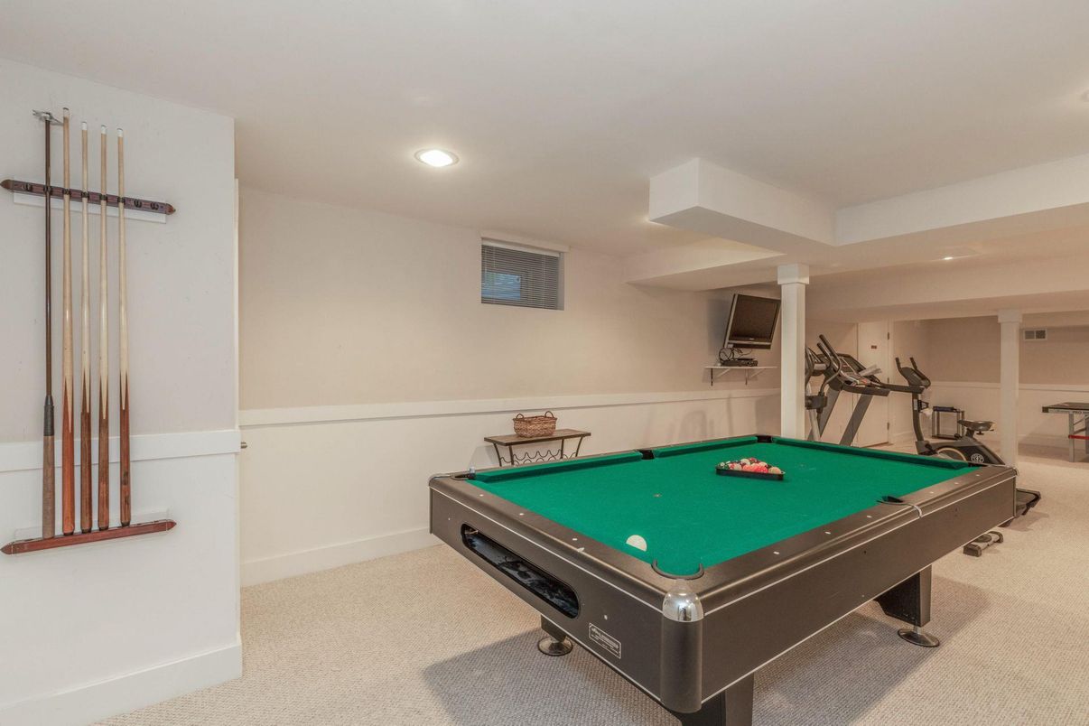 Billiard Table, Fitness Equipment, Game Room, Interior, Recessed Lighting