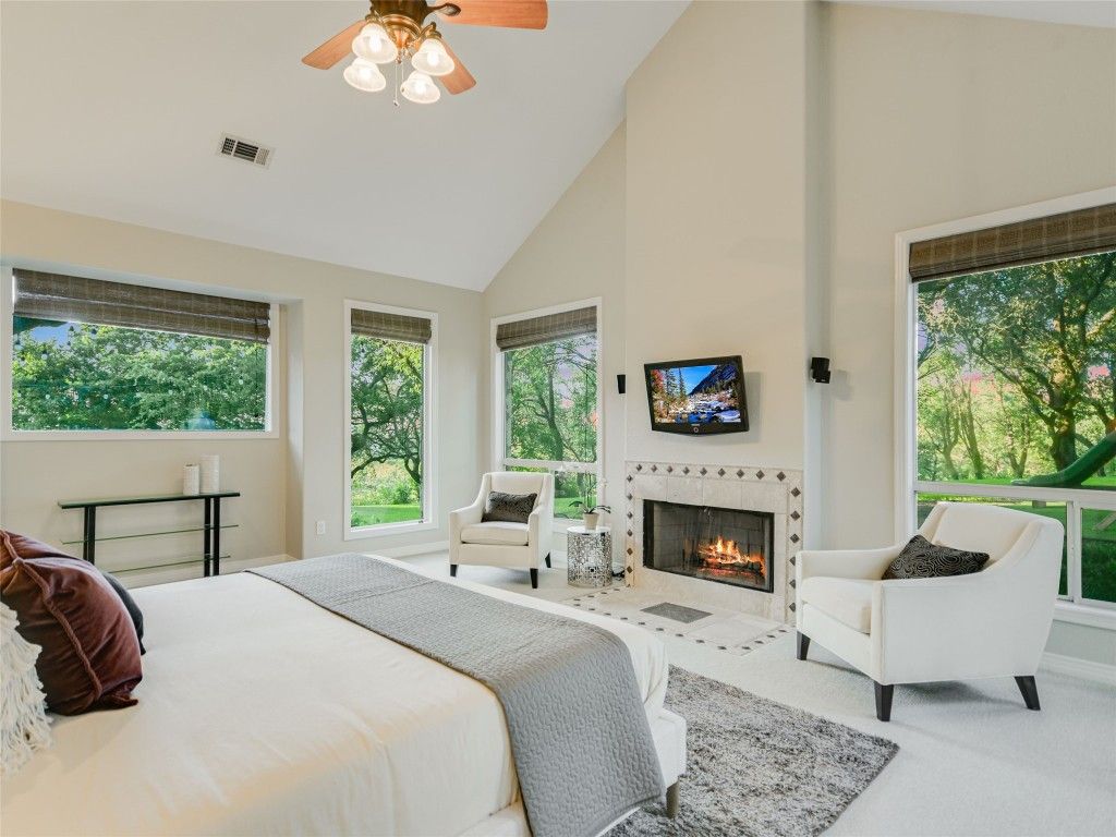 Bedroom, Fireplace, Interior
