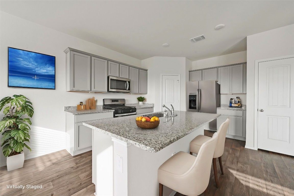 Interior, Kitchen, Stainless Steel Appliances, Wood Texture Flooring