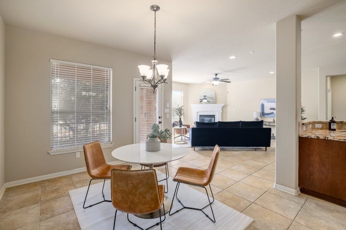 Dining room, Fireplace, Interior, Living room, Pendant Lights, Recessed Lighting