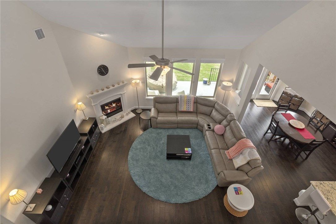 Dining room, Fireplace, Interior, Living room, Wood Texture Flooring