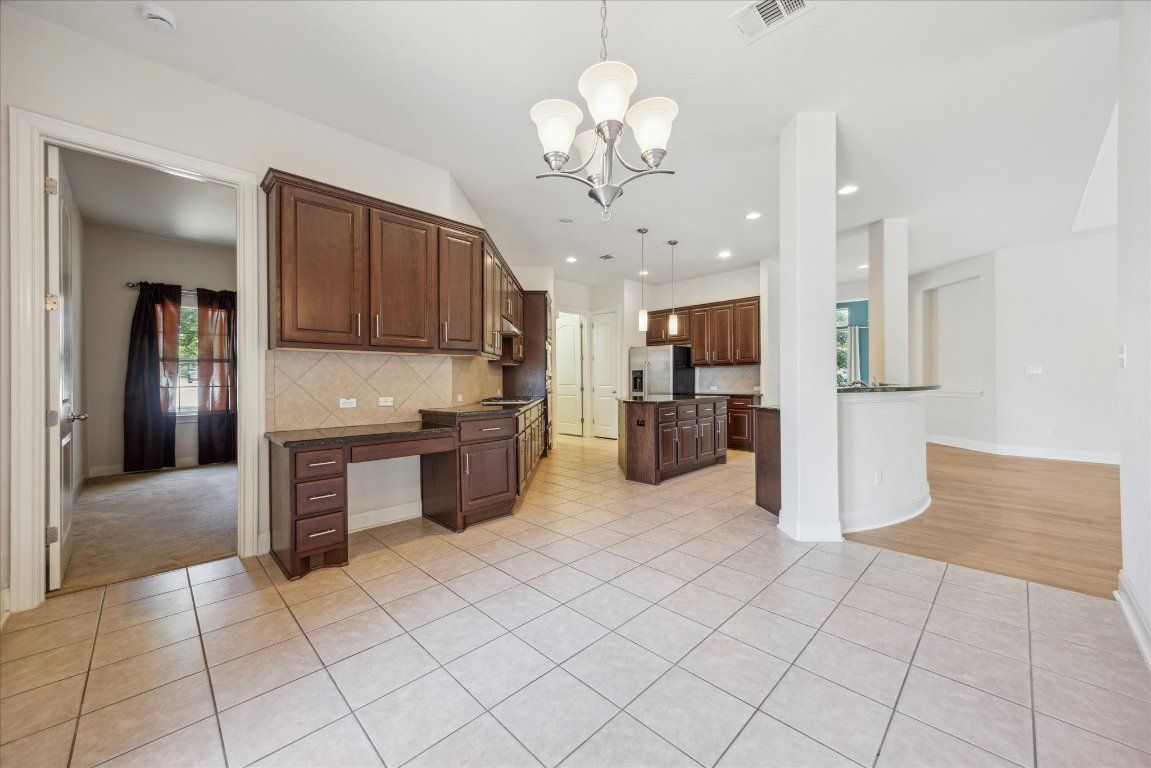 Chandelier, Interior, Kitchen, Recessed Lighting, Wood Texture Flooring