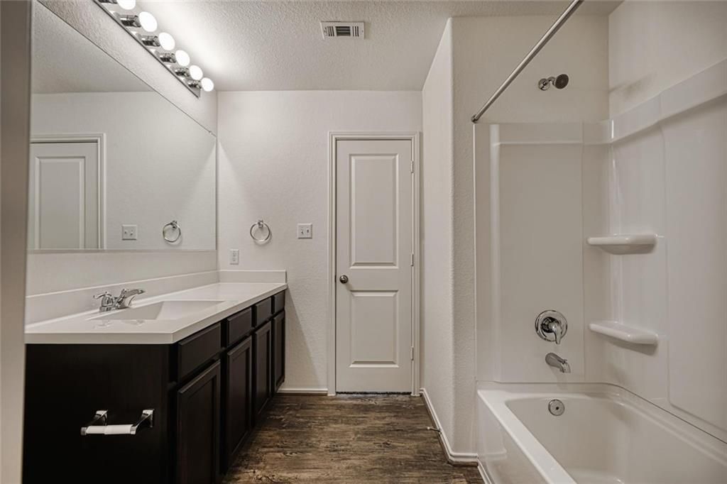 Bathroom, Dual Sink Vanities, Interior, Wood Texture Flooring
