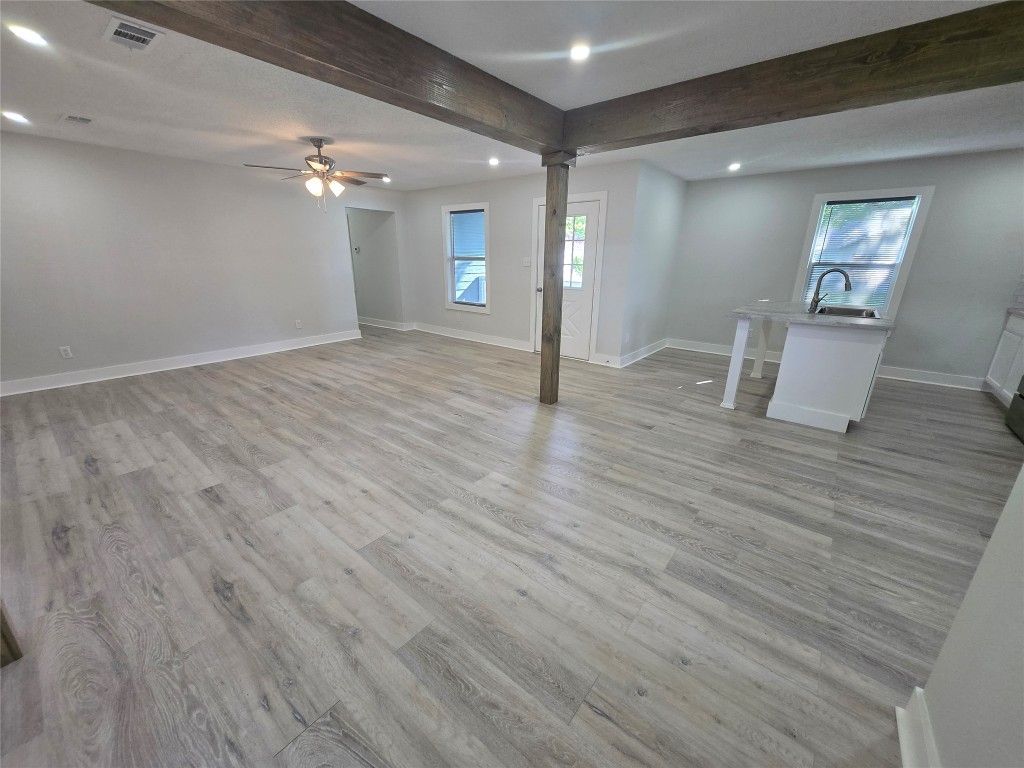 Empty room, Interior, Recessed Lighting, Wood Texture Flooring