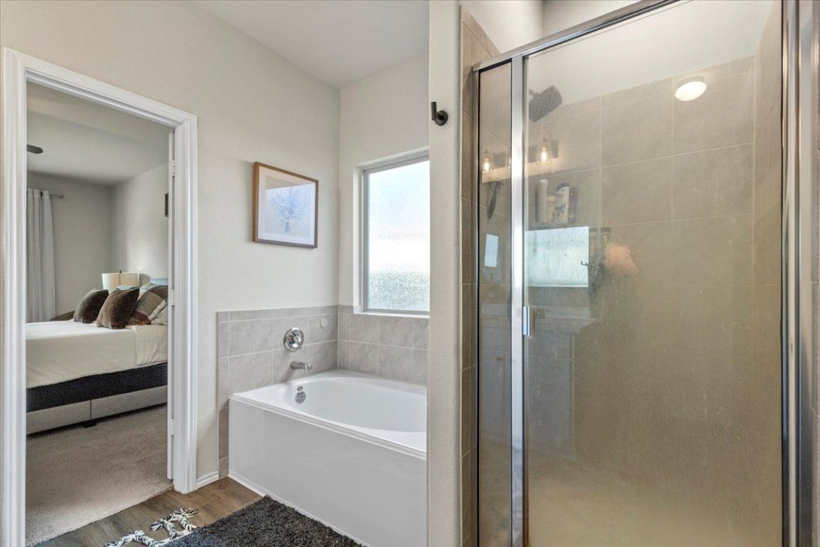 Bathroom, Bedroom, Glass Shower, Interior, Wood Texture Flooring