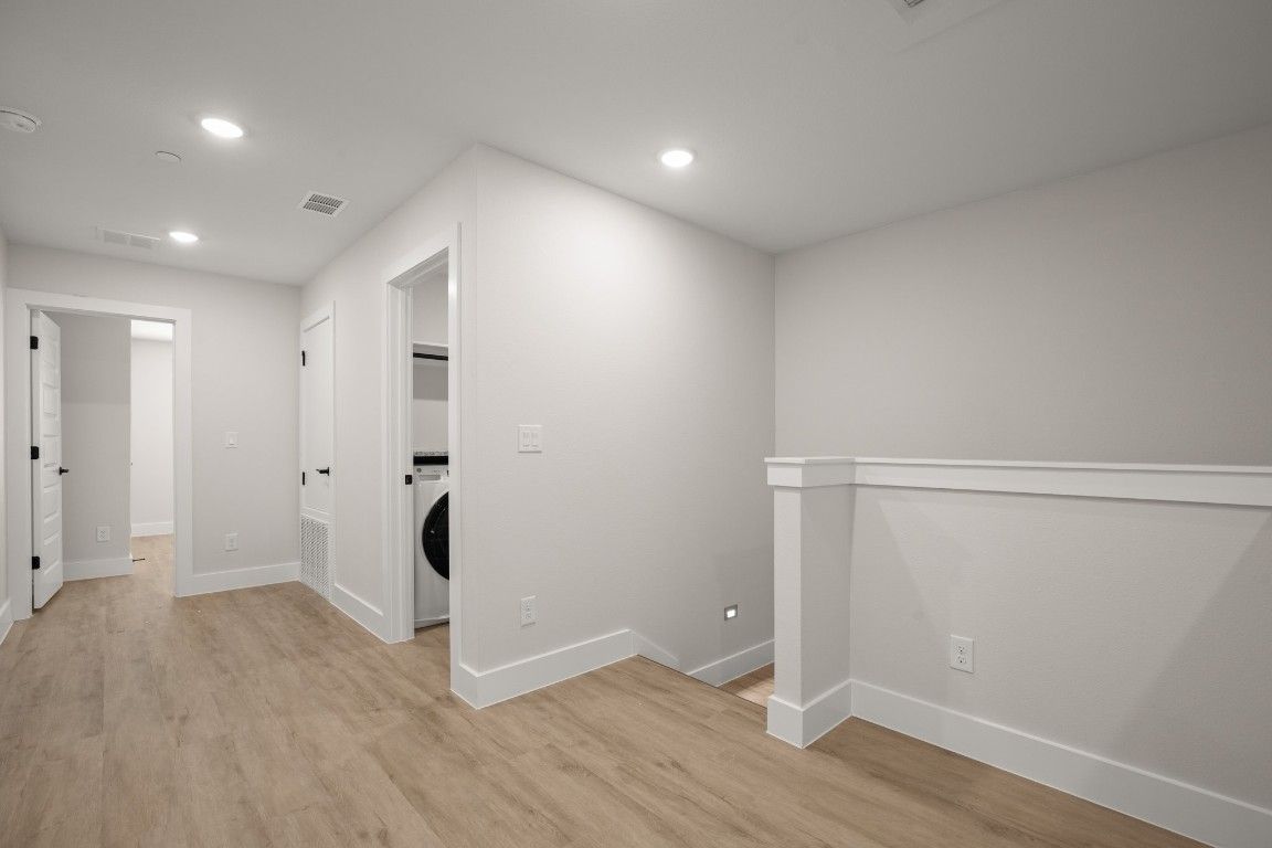Interior, Recessed Lighting, Utility Closets, Washer, Wood Texture Flooring