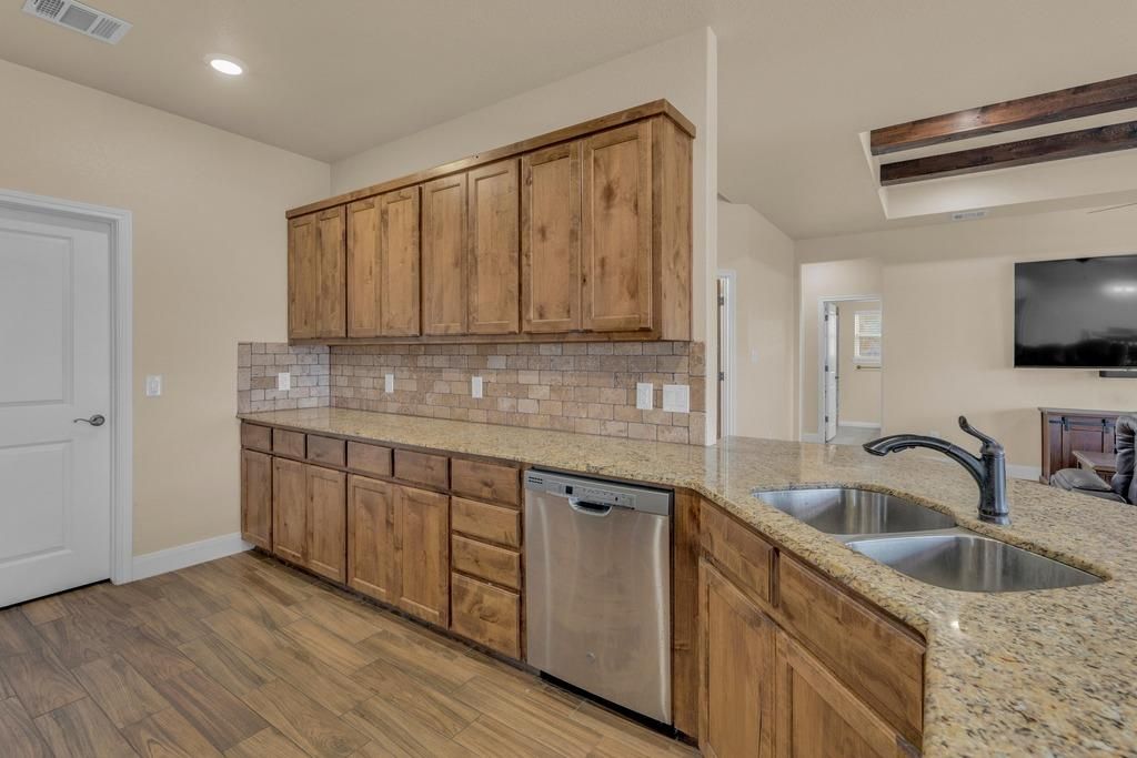 Interior, Kitchen, Recessed Lighting, Wood Texture Flooring