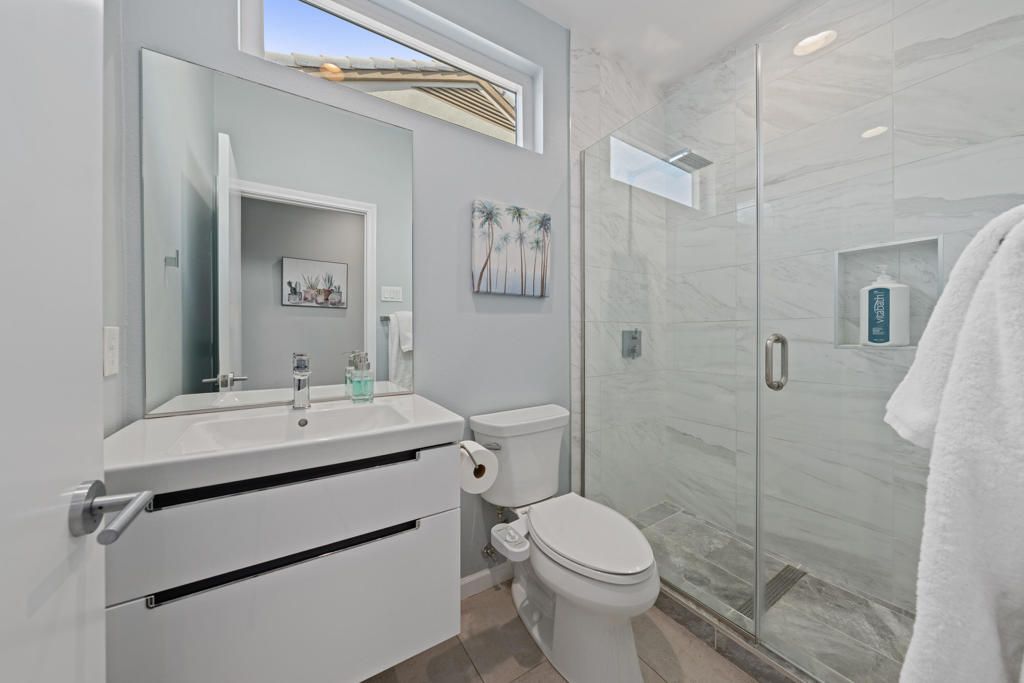 Bathroom, Glass Shower, Interior, Marble Walls, Recessed Lighting