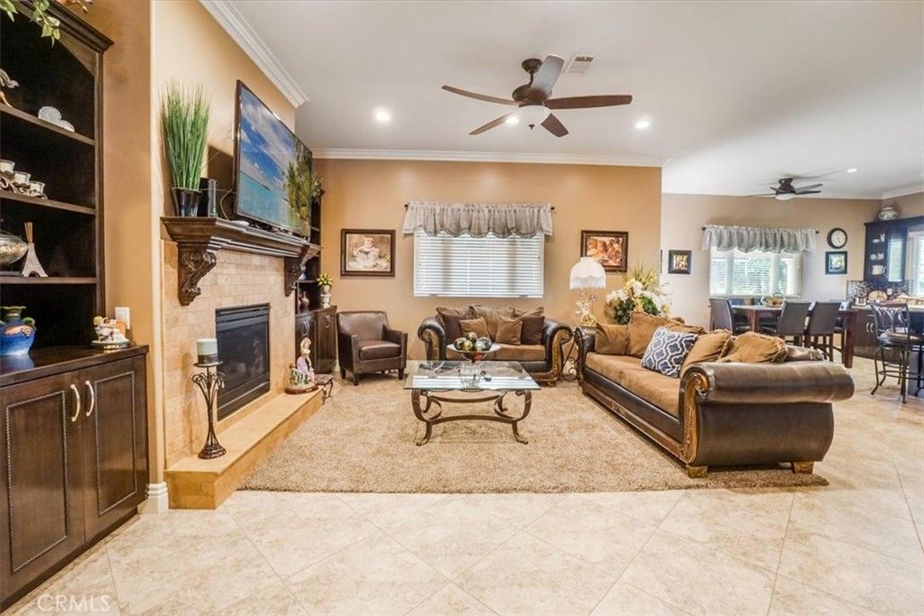 Dining room, Fireplace, Interior, Living room, Recessed Lighting