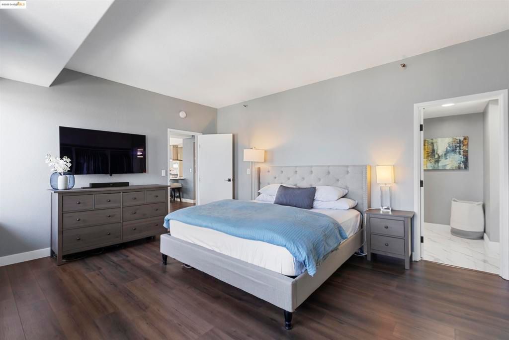 Bedroom, Interior, Marble, Recessed Lighting, Wood Texture Flooring