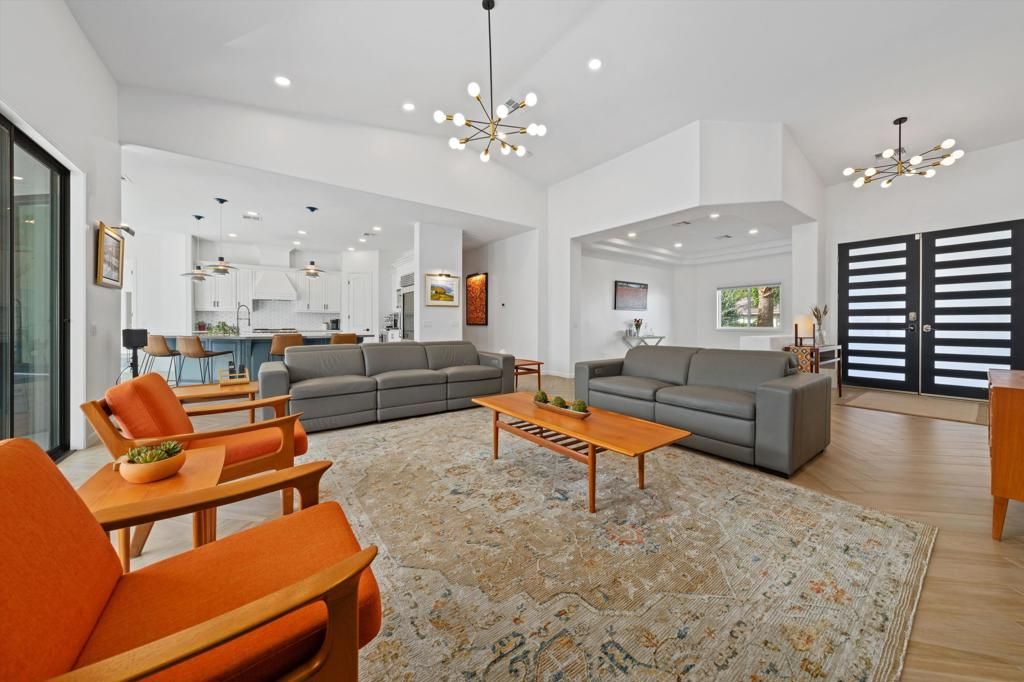 Dining room, Interior, Kitchen, Living room, Pendant Lights, Recessed Lighting, Wood Texture Flooring