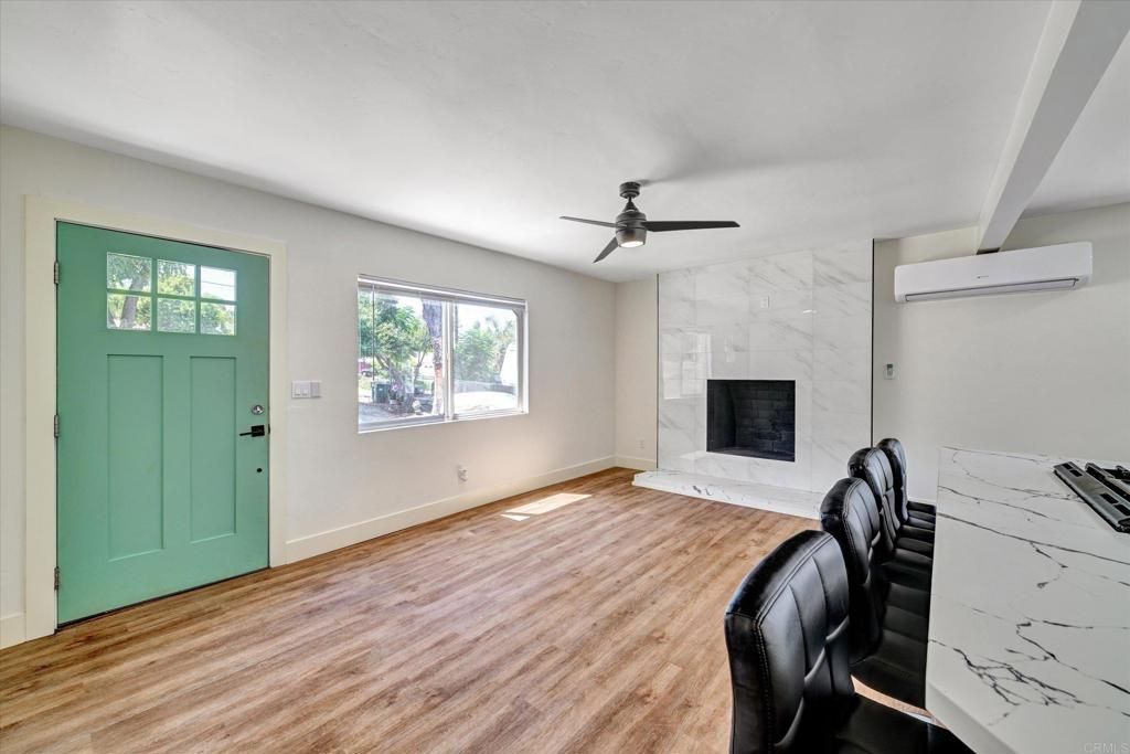 Fireplace, Interior, Marble Walls, Wood Texture Flooring