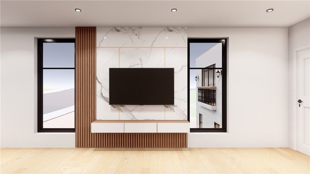 Interior, Marble Walls, Recessed Lighting, Wood Texture Flooring