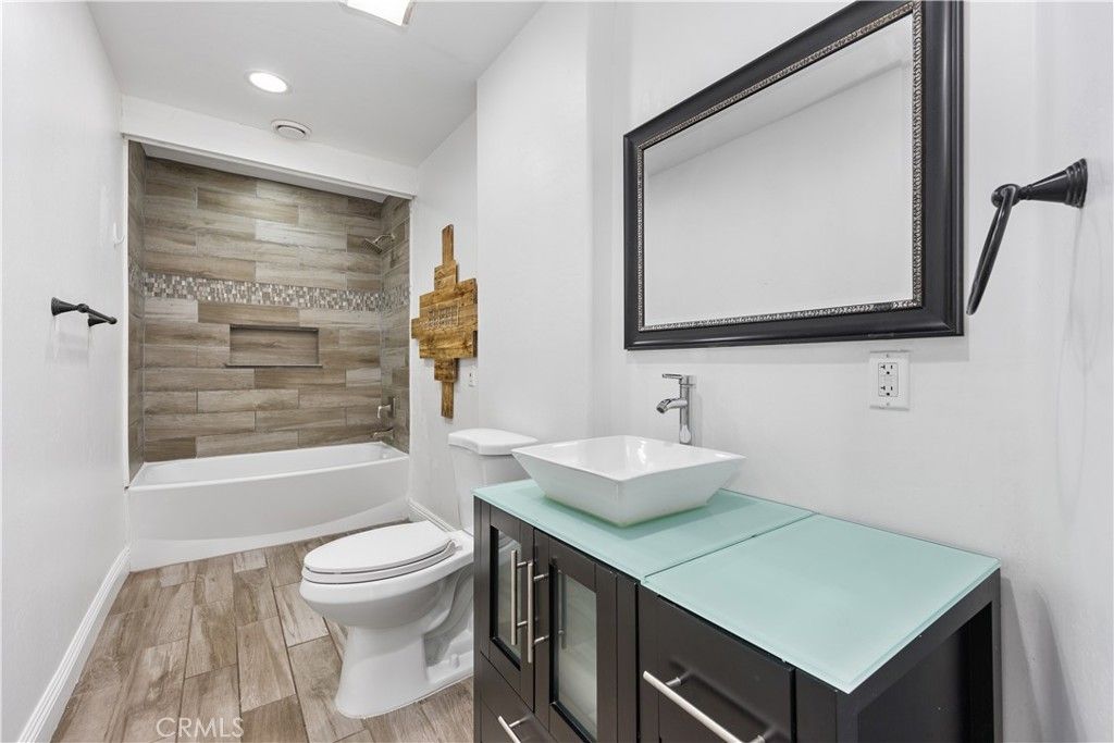 Bathroom, Interior, Recessed Lighting, Wood Texture Flooring, Wooden Walls