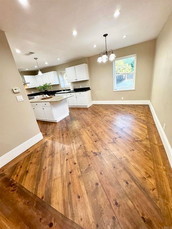 Interior, Kitchen, Pendant Lights, Recessed Lighting, Wood Texture Flooring