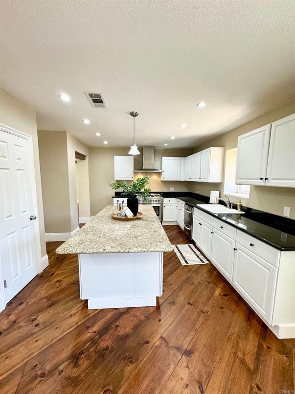 Interior, Kitchen, Pendant Lights, Recessed Lighting, Wood Texture Flooring