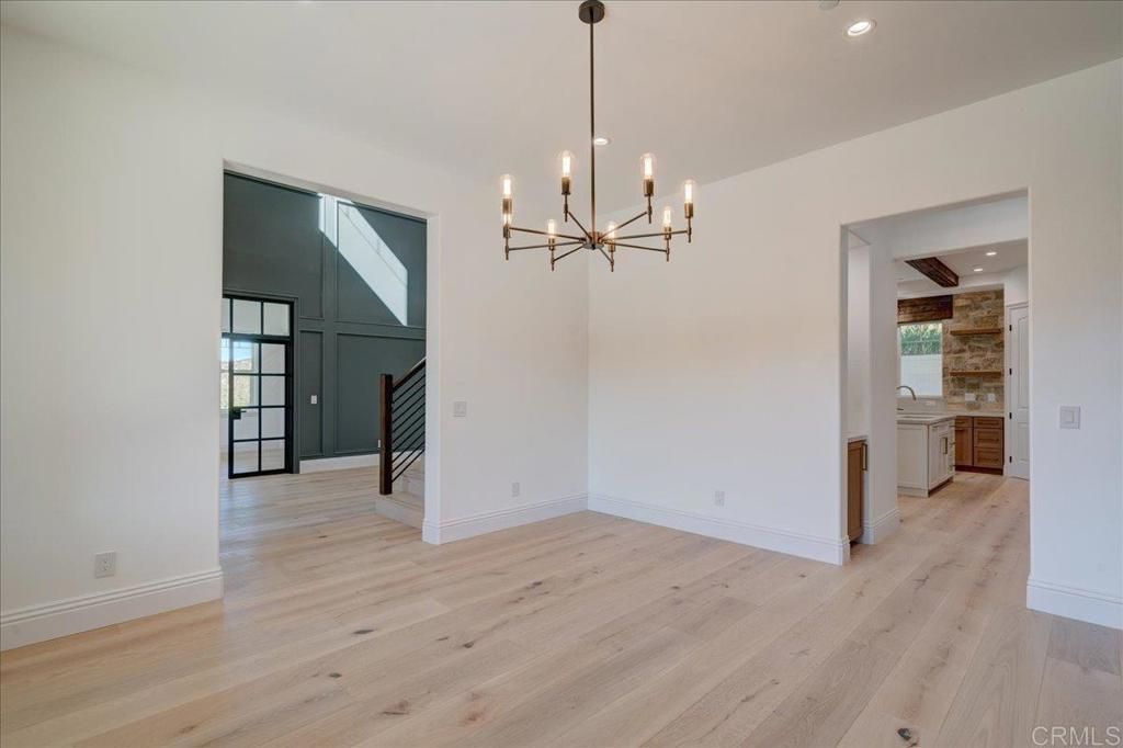 Empty room, Interior, Pendant Lights, Recessed Lighting, Wood Texture Flooring