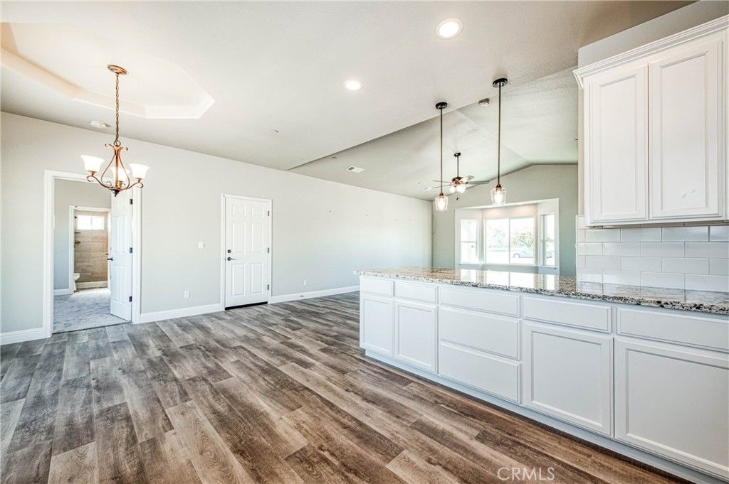 Chandelier, Empty room, Interior, Pendant Lights, Recessed Lighting, Wood Texture Flooring