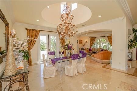 Chandelier, Dining room, Interior, Living room, Recessed Lighting