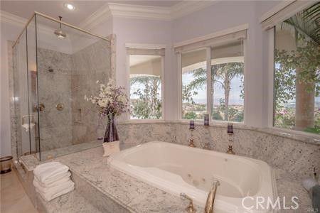 Bathroom, Glass Shower, Interior, Marble Walls, Recessed Lighting