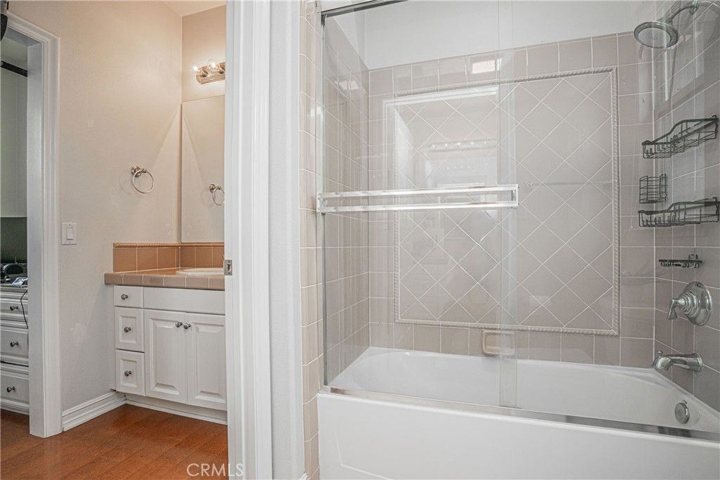 Bathroom, Interior, Tile Countertops, Wood Texture Flooring