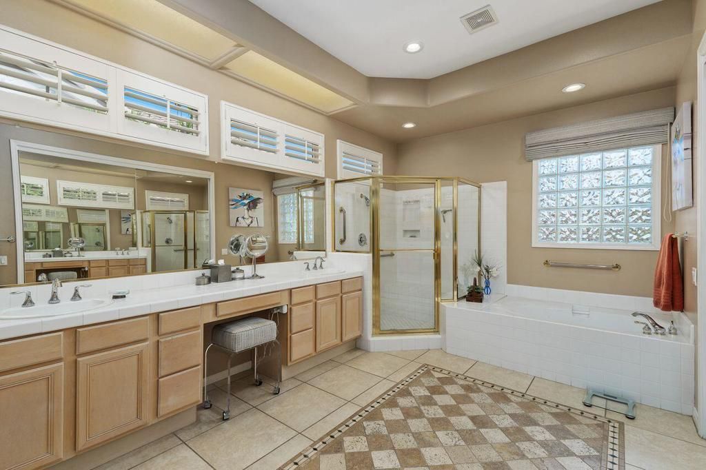 Bathroom, Dual Sink Vanities, Glass Shower, Interior, Recessed Lighting