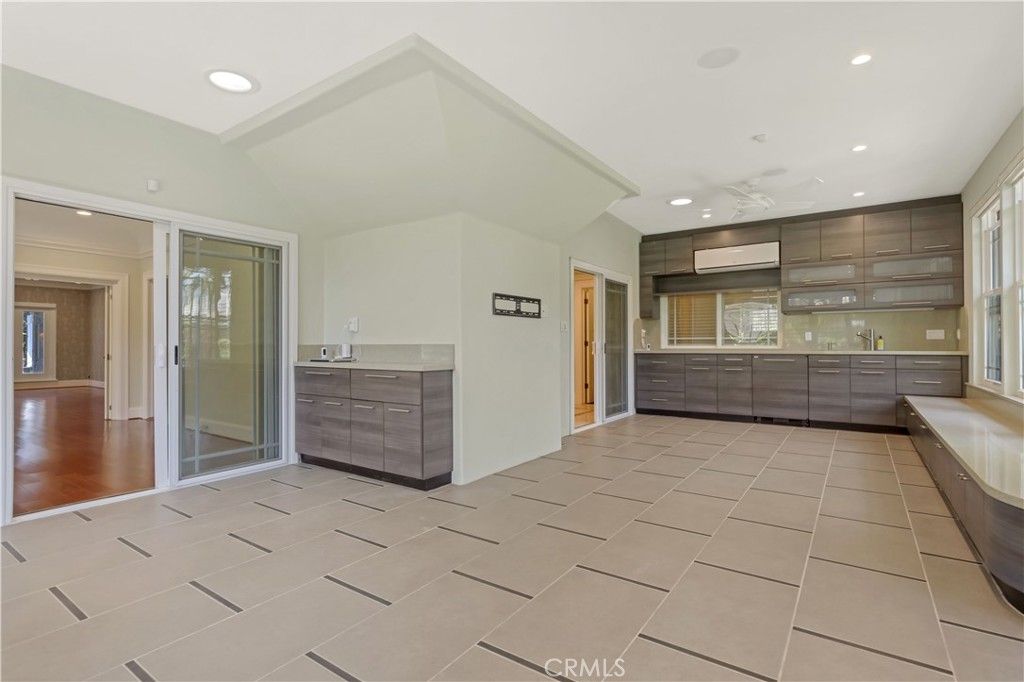 Empty room, Interior, Kitchen, Recessed Lighting, Wood Texture Flooring
