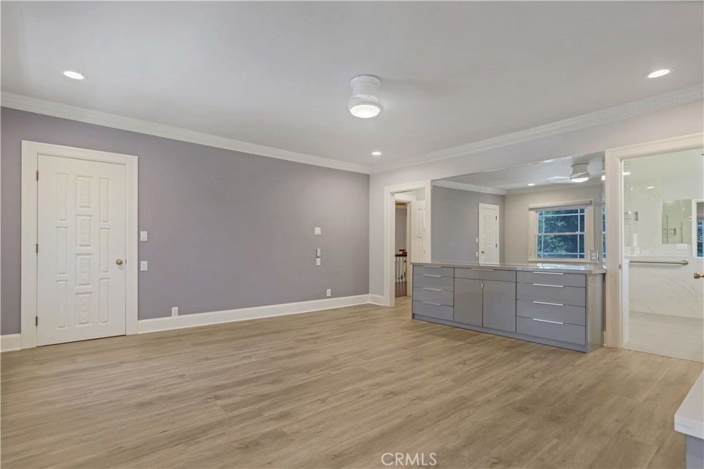 Bathroom, Empty room, Interior, Recessed Lighting, Wood Texture Flooring