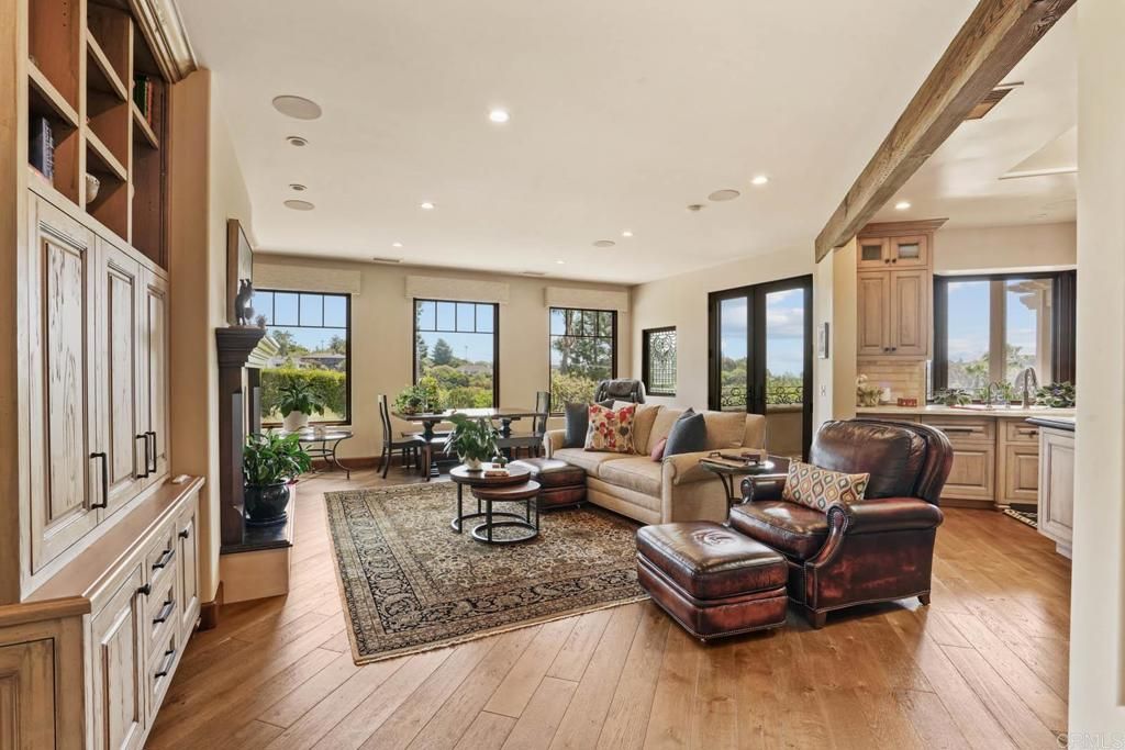 Dining room, Interior, Living room, Recessed Lighting, Wood Texture Flooring