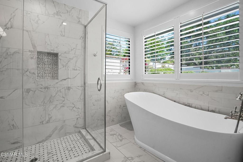 Bathroom, Free Standing Baths, Glass Shower, Interior, Marble, Marble Walls
