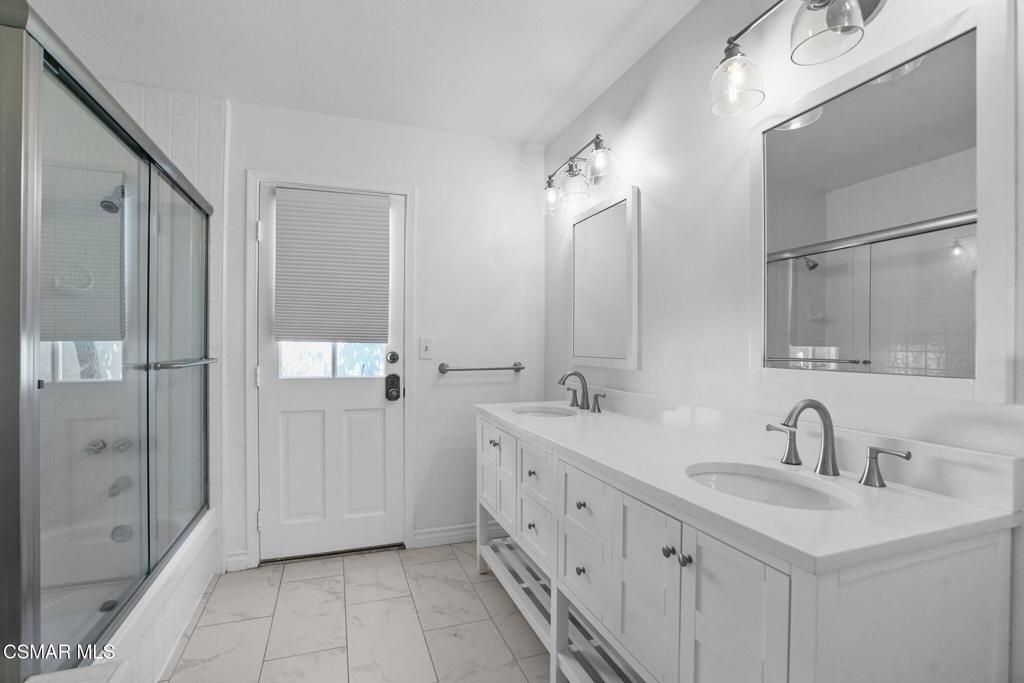Bathroom, Dual Sink Vanities, Glass Shower, Interior, Marble