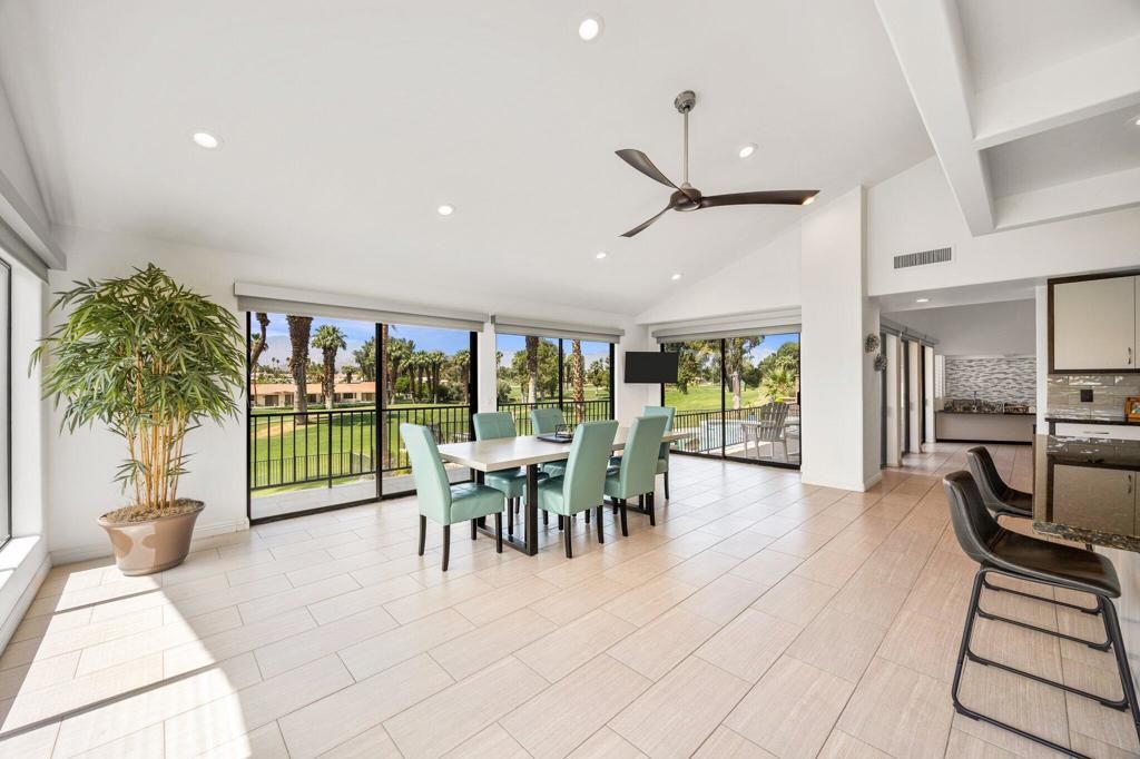 Dining room, Interior, Recessed Lighting, Wood Texture Flooring