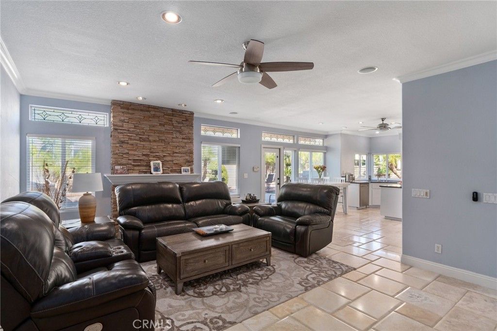 Interior, Living room, Recessed Lighting, Stone Walls