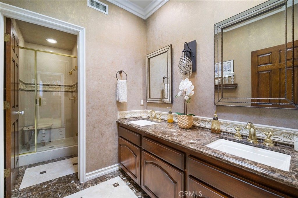Bathroom, Dual Sink Vanities, Glass Shower, Interior, Recessed Lighting