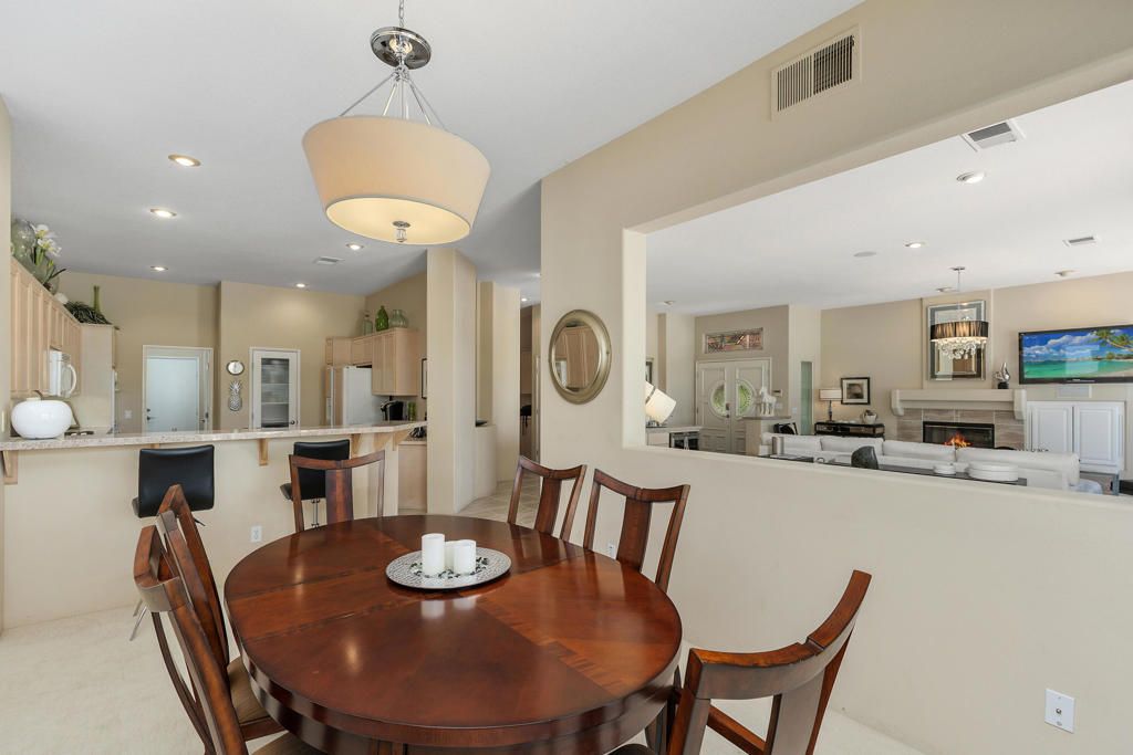 Dining room, Fireplace, Interior, Kitchen, Living room, Pendant Lights, Recessed Lighting