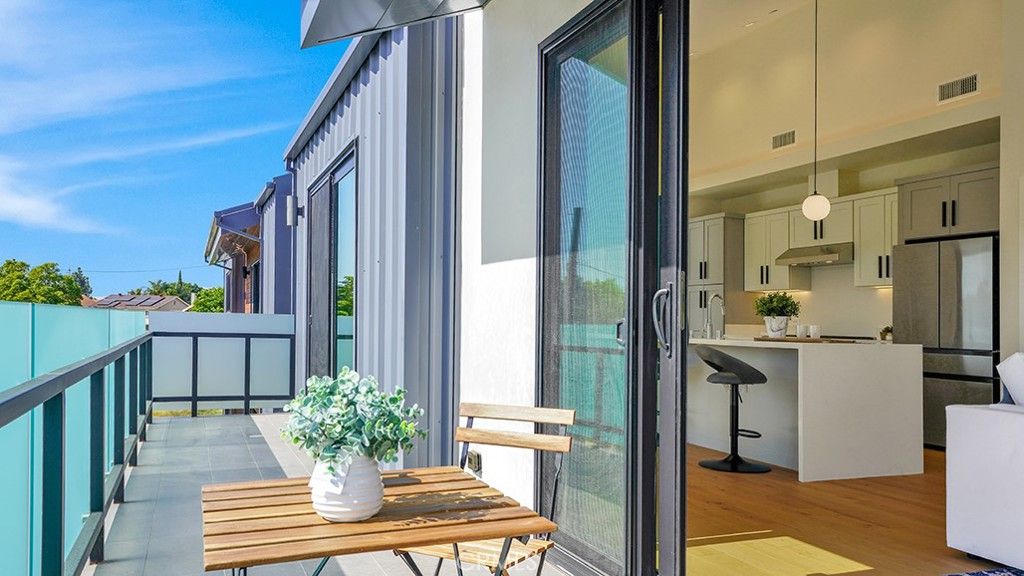 Exterior, Kitchen, Pendant Lights, Wood Texture Flooring