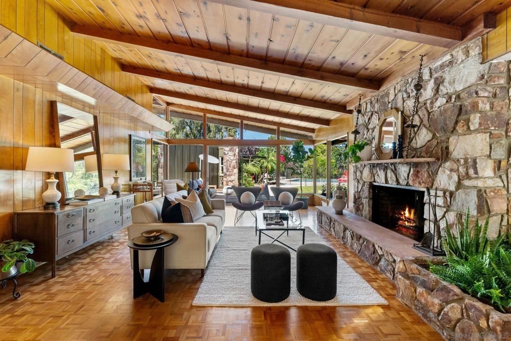 Fireplace, Interior, Living room, Stone Walls, Wooden Beams, Wooden Ceilings, Wood Texture Flooring