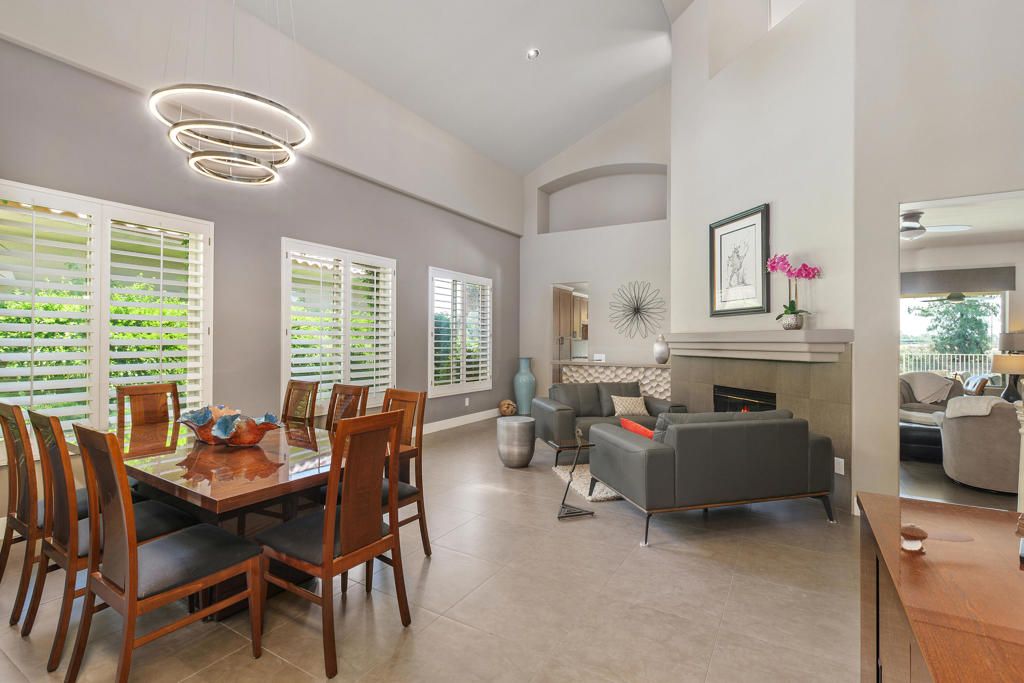 Dining room, Fireplace, Interior, Living room, Pendant Lights, Recessed Lighting