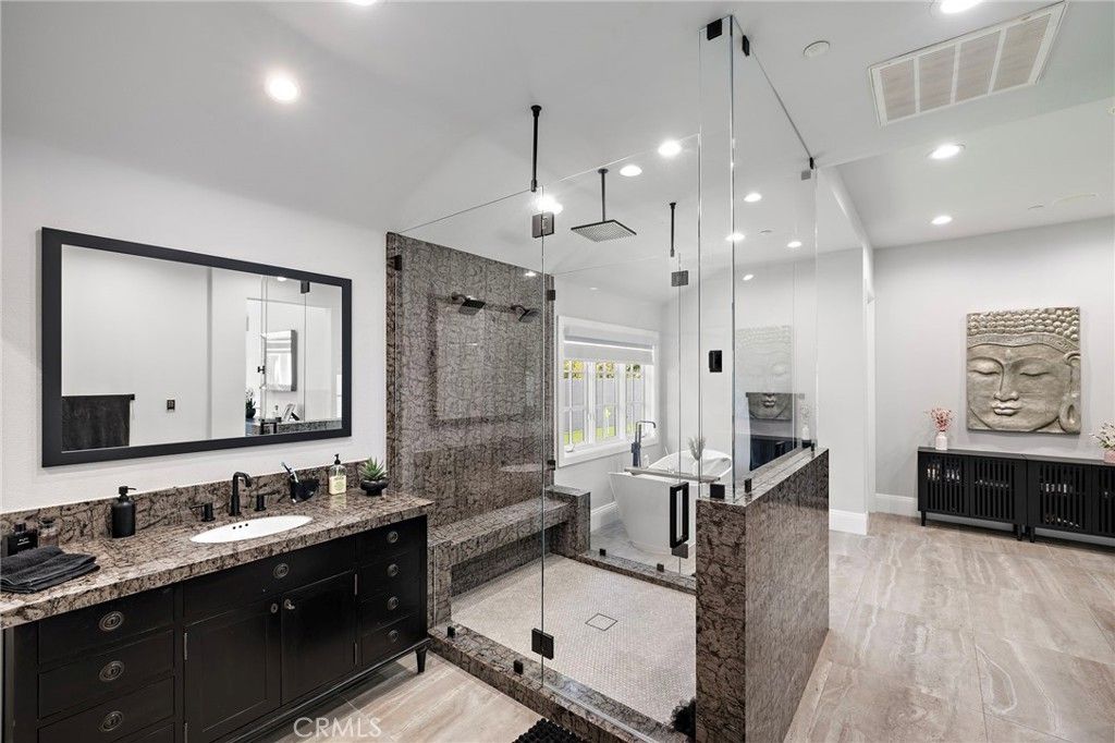 Bathroom, Dual Sink Vanities, Free Standing Baths, Glass Shower, Interior, Pendant Lights, Recessed Lighting