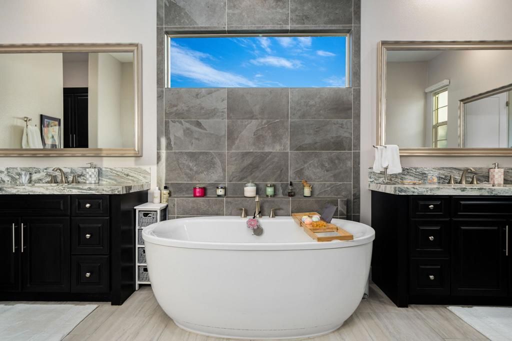Bathroom, Free Standing Baths, Interior, Wood Texture Flooring