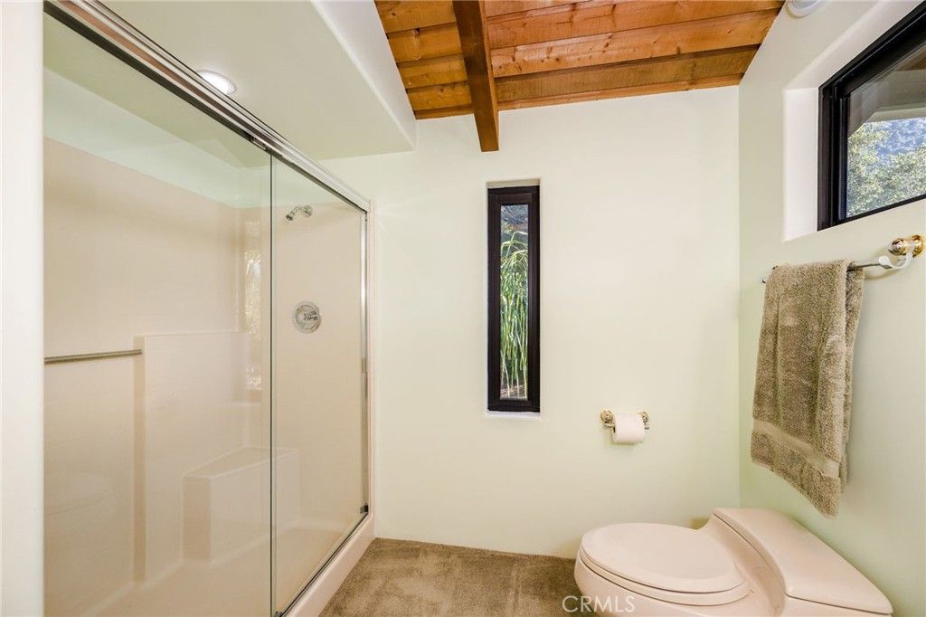 Bathroom, Glass Shower, Interior, Recessed Lighting, Wooden Beams, Wooden Ceilings